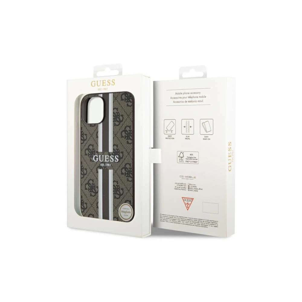 Etui Guess GUHMP14SP4RPSW Apple iPhone 14 brązowy/brown hardcase 4G Printed Stripes MagSafe