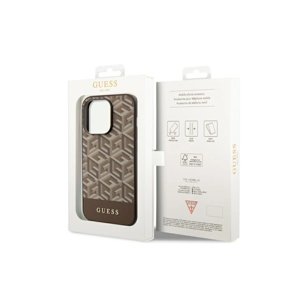 Etui Guess GUHMP14XHGCFSEW Apple iPhone 14 Pro Max brązowy/brown hard case GCube Stripes MagSafe
