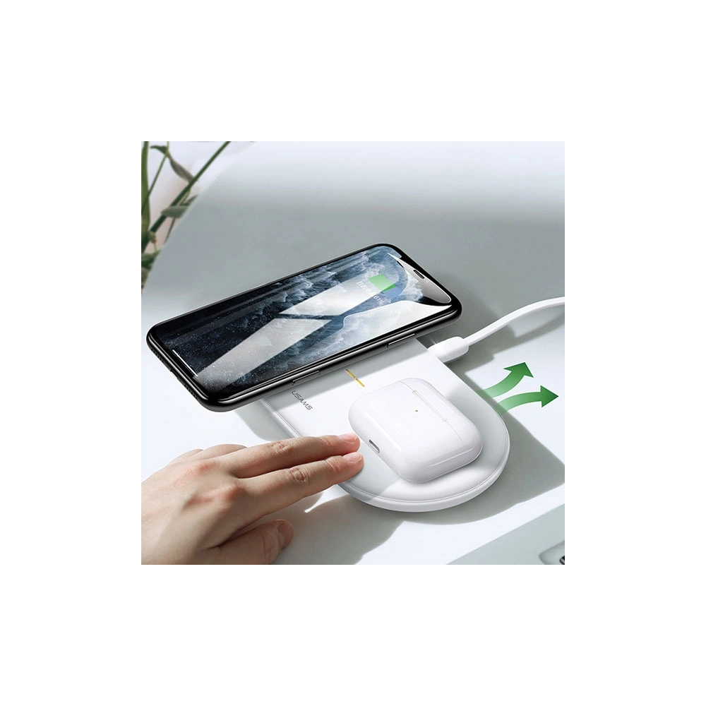 Ładowarka bezprzewodowa USAMS US-CD120 10W Dual biały/white