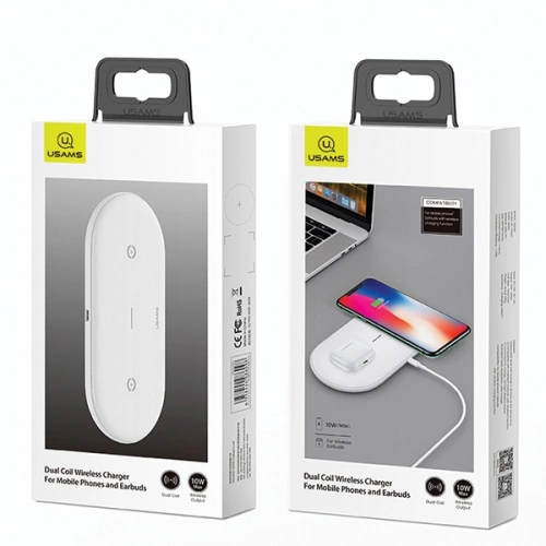 Buy USAMS US-CD120 10W Dual Wireless Charger white - USA955 - {ean13} - Home Screen Store Europe