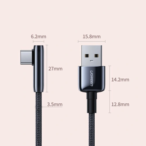 Kup Cablul unghiular UGREEN US313 USB-A/USB-C 5A Quick Charge 3.0 AFC FCP 0,5 m negru - UGR1566 - {ean13} - Sklep Home Screen