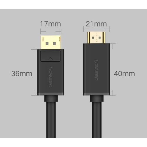 Kup Jednokierunkowy kabel UGREEN DP101 DisplayPort/HDMI 4K 30Hz 32AWG 1,5m czarny - UGR1567 - {ean13} - Sklep Home Screen