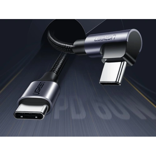 Kup UGREEN US255 USB-C/USB-C Power Delivery-Winkelkabel 60W 20V 3A 1m schwarz/grau - UGR1570 - {ean13} - Sklep Home Screen