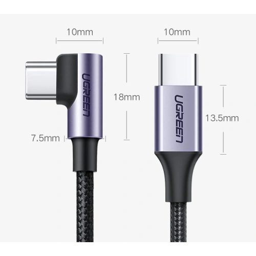 Kup UGREEN US255 szögletes kábel USB-C/USB-C Power Delivery 60W 20V 3A 1m fekete-szürke - UGR1570 - {ean13} - Sklep Home Screen