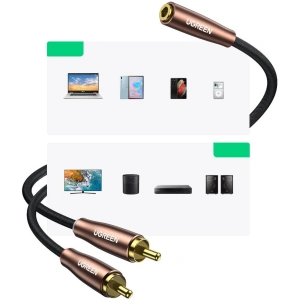 Kabel audio UGREEN AV198 3,5mm mini jack/2RCA 2m brązowy