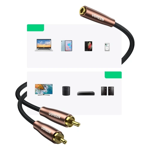Kup UGREEN AV198 3,5 mm Miniklinke/2RCA-Audiokabel 3 m braun - UGR1574 - {ean13} - Sklep Home Screen