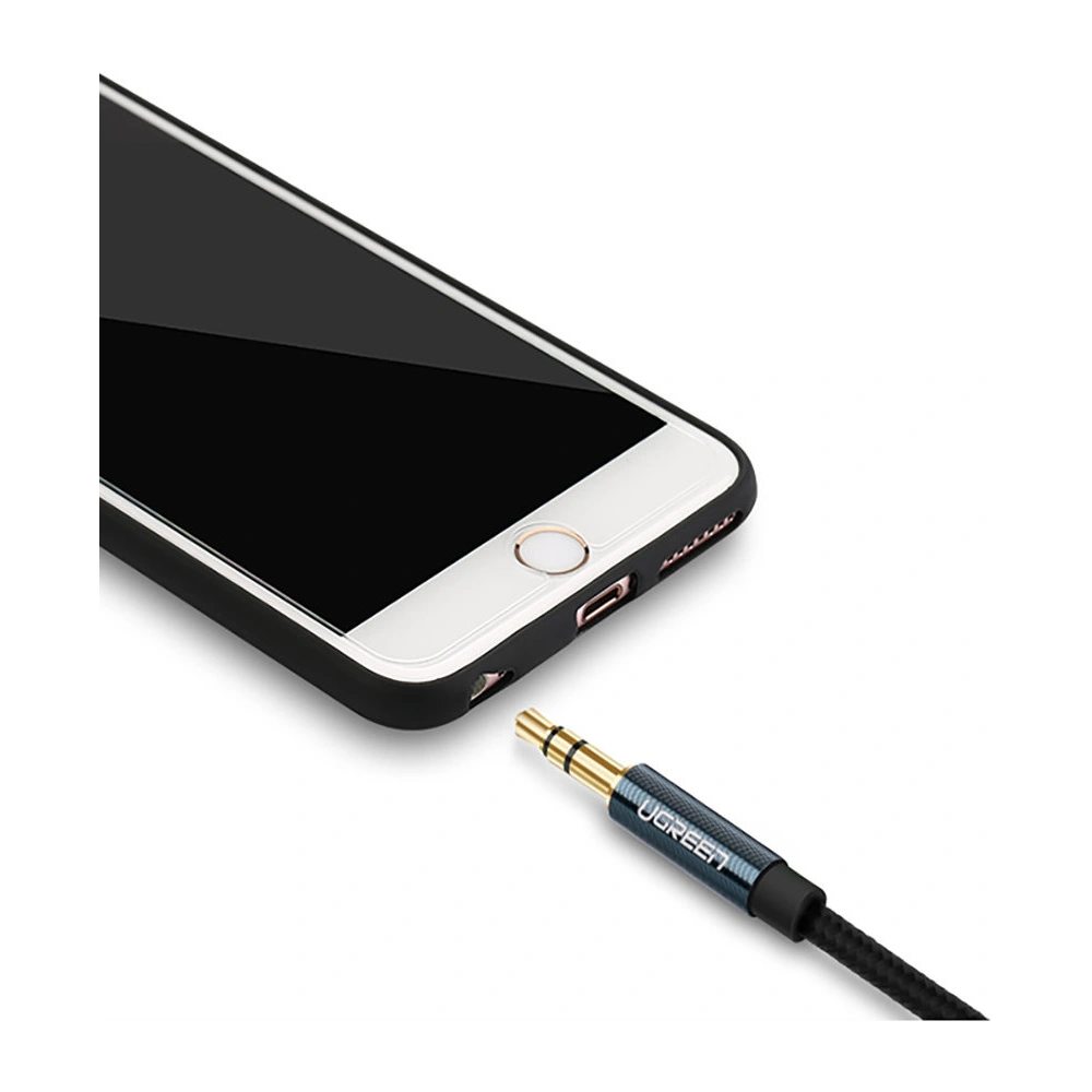 Kabel audio kątowy UGREEN AV112 AUX 2x mini jack 3,5mm 1m niebieski