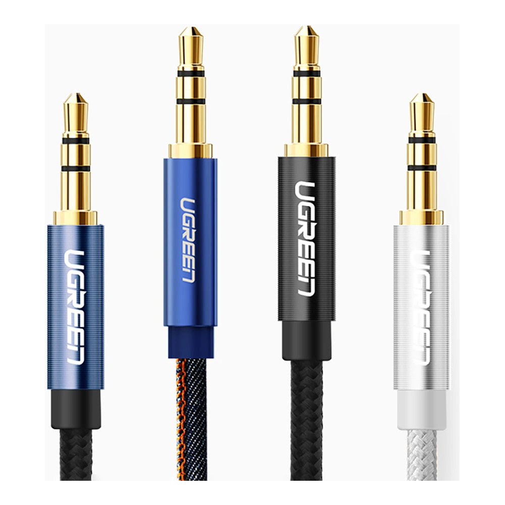 Kabel audio kątowy UGREEN AV112 AUX 2x mini jack 3,5mm 1m niebieski