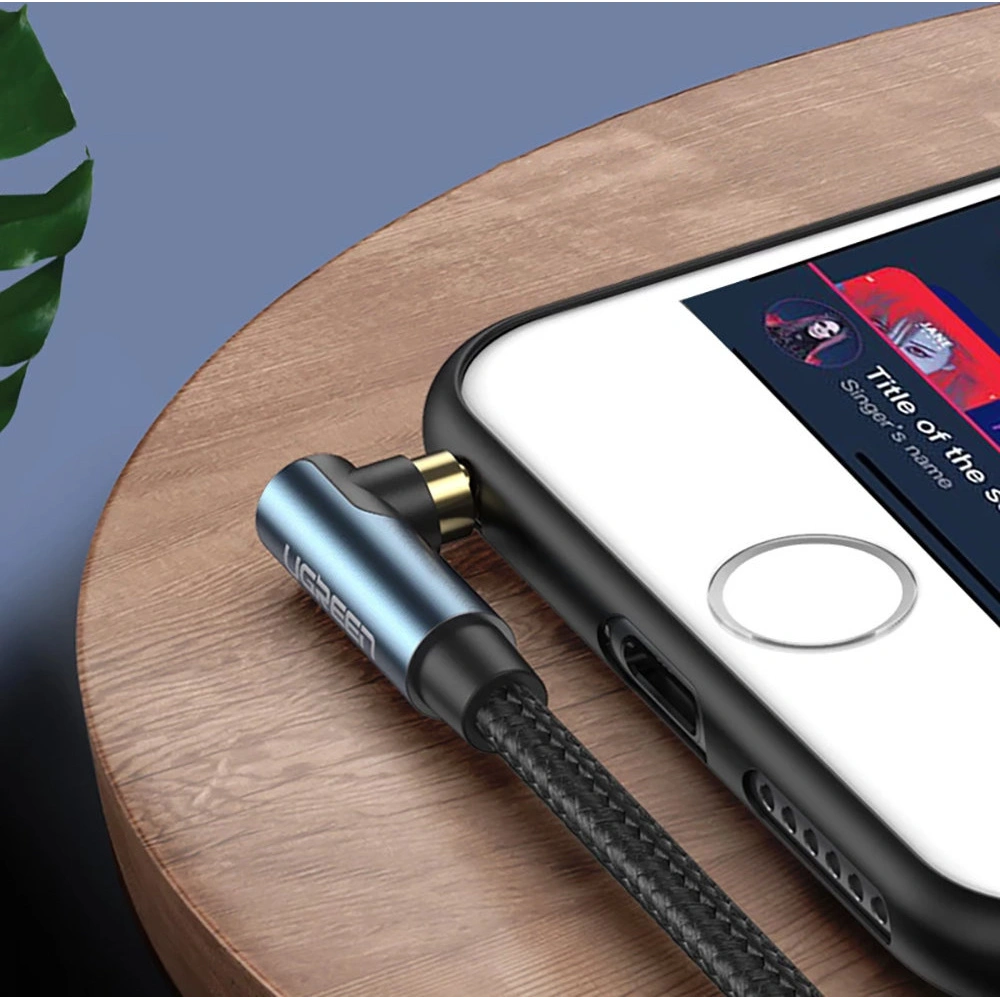 Kabel audio kątowy UGREEN AV112 AUX 2x mini jack 3,5mm 1m niebieski