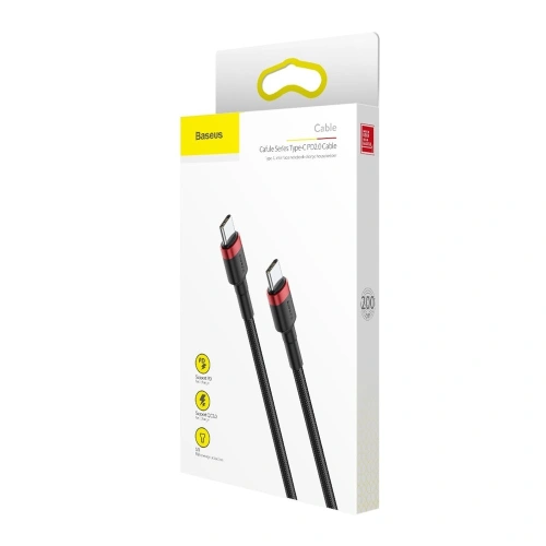 Kup Kábel Baseus Cafule USB-C/USB-C PD 2.0 60W 20V 3A QC 3.0 2M fekete-piros - BSU4118 - {ean13} - Sklep Home Screen
