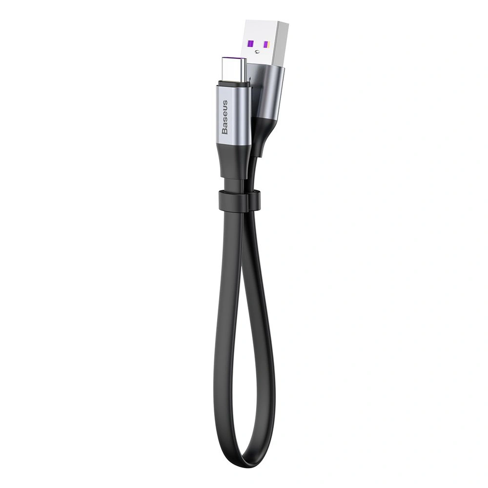Płaski kabel Baseus Simple USB-A/USB-C SuperCharge 5A 40W Quick Charge 3.0 QC 3.0 23cm szary