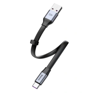 Baseus Flachkabel Simple USB-A/USB-C SuperCharge 5A 40W Quick Charge 3.0 QC 3.0 23cm grau