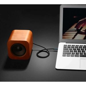 Kabel audio kątowy UGREEN AV112 AUX 2x mini jack 3,5mm 1,5m niebieski