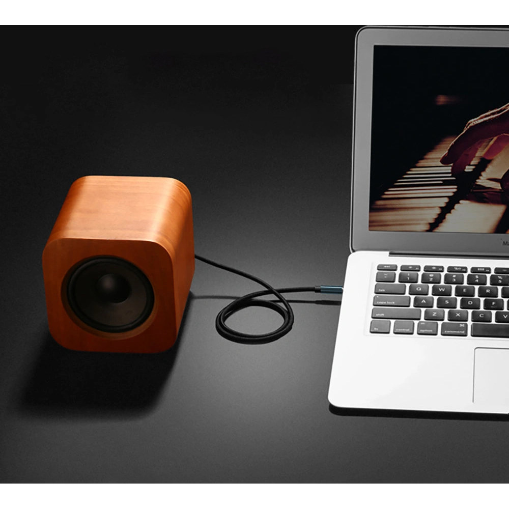 Kabel audio kątowy UGREEN AV112 AUX 2x mini jack 3,5mm 1,5m niebieski