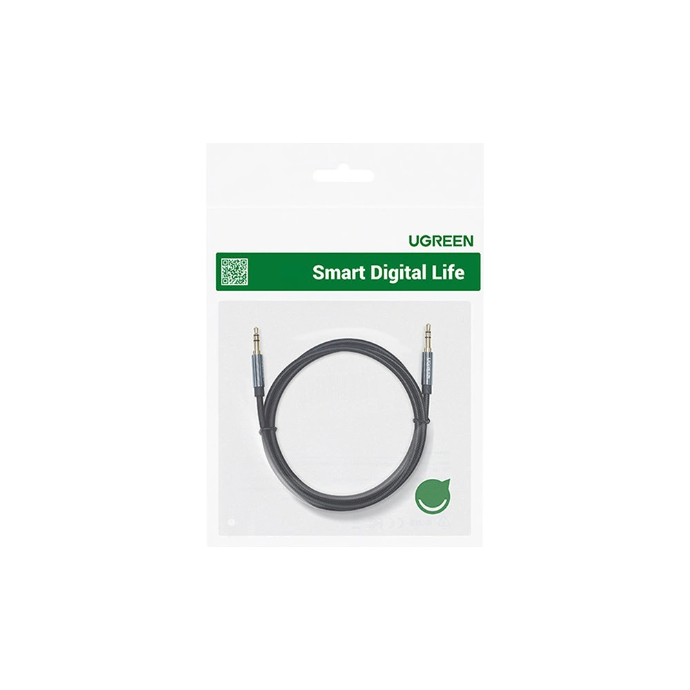 Kabel audio kątowy UGREEN AV112 AUX 2x mini jack 3,5mm 1,5m niebieski