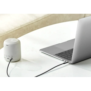 Kabel audio kątowy UGREEN AV112 AUX 2x mini jack 3,5mm 1,5m niebieski