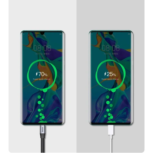 Kup Cablul plat Baseus Simple USB-A/USB-C SuperCharge 5A 40W Quick Charge 3.0 QC 3.0 23cm gri - BSU4119 - {ean13} - Sklep Home Screen