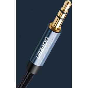 Kabel audio kątowy UGREEN AV112 AUX 2x mini jack 3,5mm 1,5m niebieski