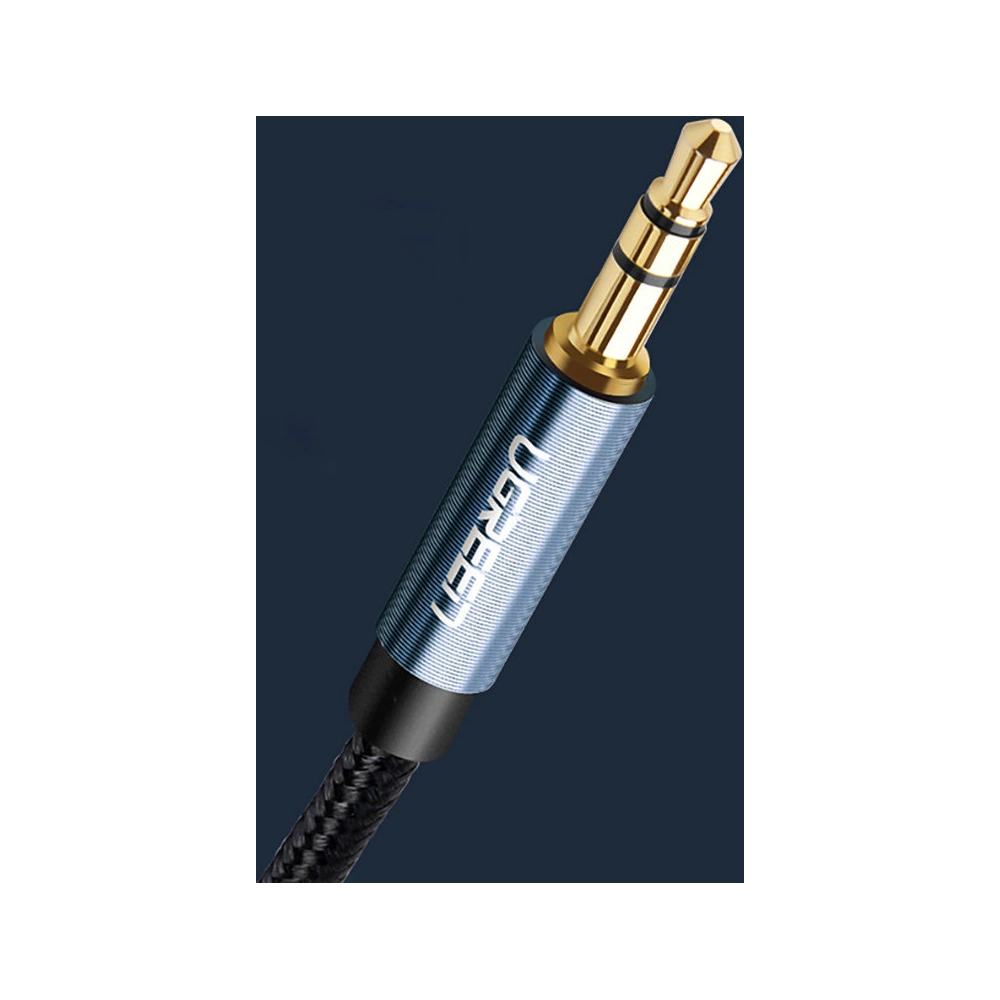Kabel audio kątowy UGREEN AV112 AUX 2x mini jack 3,5mm 1,5m niebieski