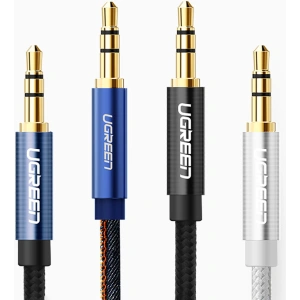 Kabel audio kątowy UGREEN AV112 AUX 2x mini jack 3,5mm 1,5m niebieski