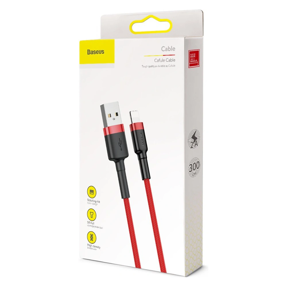 Kabel Baseus Cafule USB-A/Lightning QC 3.0 2A 3M czerwony