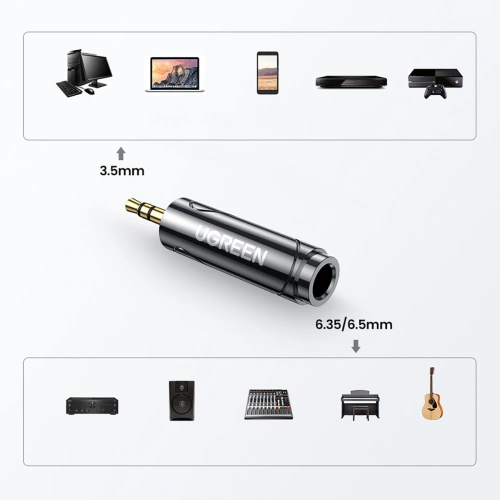 Kup UGREEN AV168 Audio-Adapter Mini-Klinke 3,5 mm/6,35 mm Klinke grau - UGR1580 - {ean13} - Sklep Home Screen
