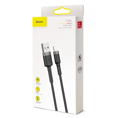 Kup Kabel Baseus Cafule USB-A/Lightning QC 3.0 2A 3M černo-šedý - BSU4122 - {ean13} - Sklep Home Screen