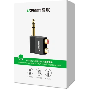 Kabel audio UGREEN AV147 jack 6.35mm/2xRCA czarny