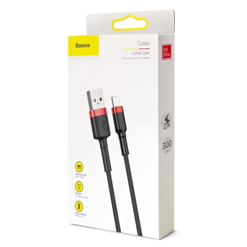 Kup Kabel Baseus Cafule USB-A/Lightning QC 3.0 2A 3M czarno-czerwony - BSU4123 - {ean13} - Sklep Home Screen