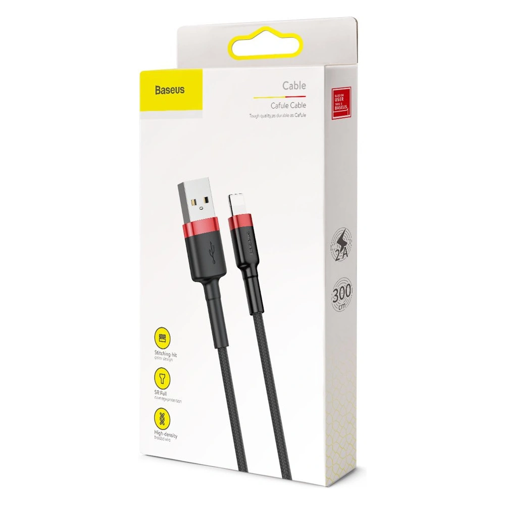 Kabel Baseus Cafule USB-A/Lightning QC 3.0 2A 3M czarno-czerwony