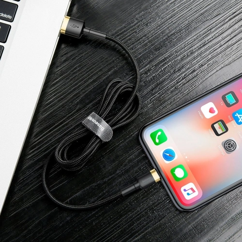 Kup Baseus Kabel Cafule USB-A/Lightning QC 3.0 2A 3M schwarz/gold - BSU4124 - {ean13} - Sklep Home Screen