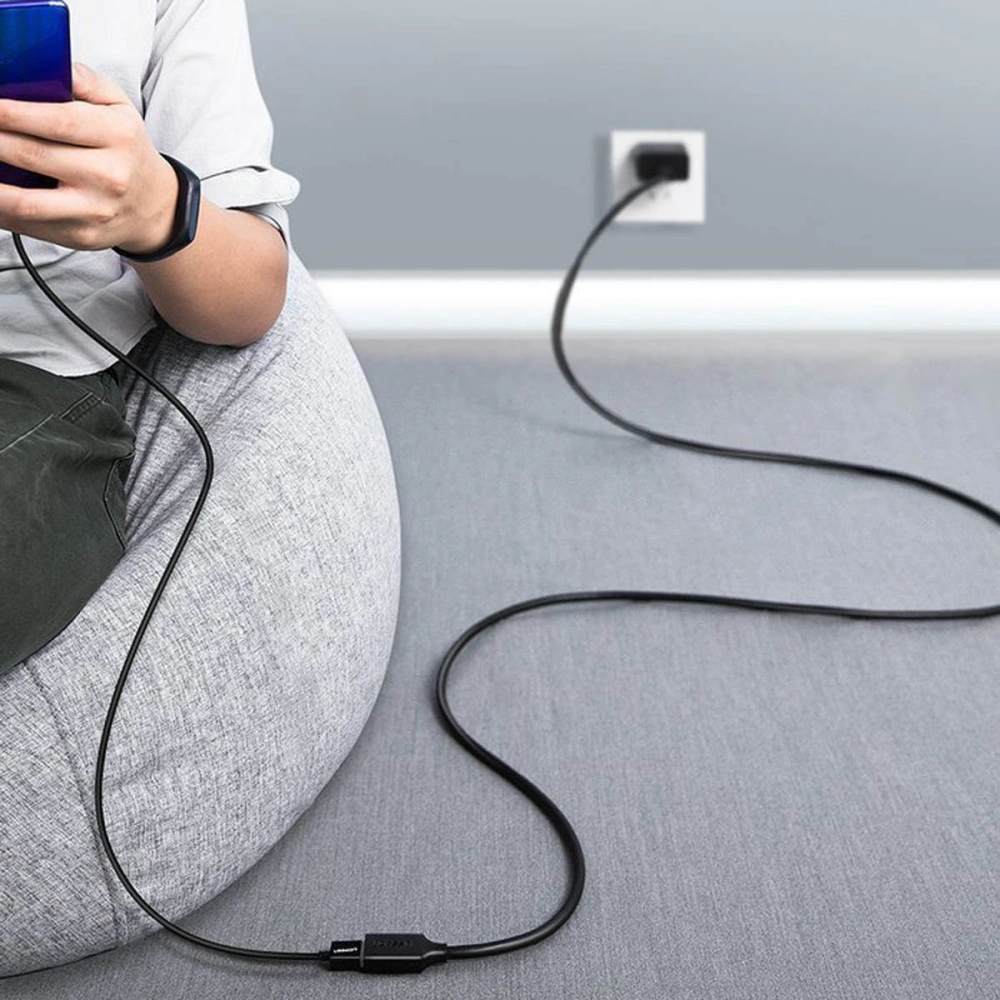 Kabel przedłużacz UGREEN US129 USB-A/USB-A 3.0 5Gb/s 0.5m czarny