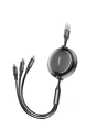 Cablul extensibil Baseus Golden Loop 3w1 USB-A/microUSB - Lightning - USB-C 3.5A 35cm-120cm negru