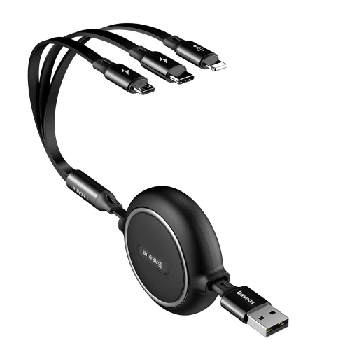 Kup Kibővíthető kábel Baseus Golden Loop 3w1 USB-A/microUSB - Lightning - USB-C 3.5A 35cm-120cm fekete - BSU4125 - {ean13} - Sklep Home Screen