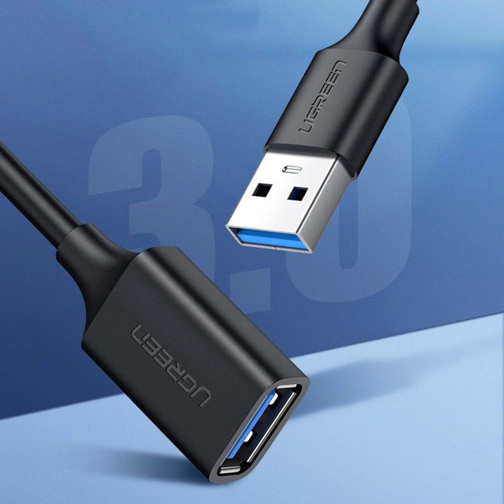Kabel przedłużacz UGREEN US129 USB-A/USB-A 3.0 5Gb/s 0.5m czarny