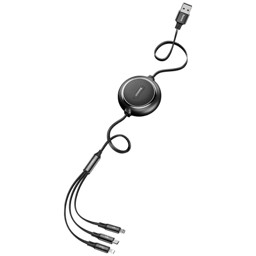 Kup Cablul extensibil Baseus Golden Loop 3w1 USB-A/microUSB - Lightning - USB-C 3.5A 35cm-120cm negru - BSU4125 - {ean13} - Sklep Home Screen