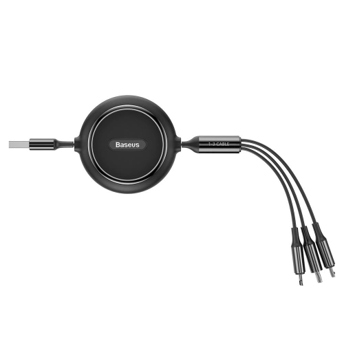 Kup Cablul extensibil Baseus Golden Loop 3w1 USB-A/microUSB - Lightning - USB-C 3.5A 35cm-120cm negru - BSU4125 - {ean13} - Sklep Home Screen
