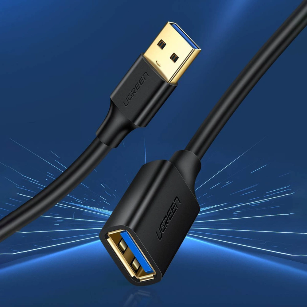 Kabel przedłużacz UGREEN US129 USB-A/USB-A 3.0 5Gb/s 0.5m czarny