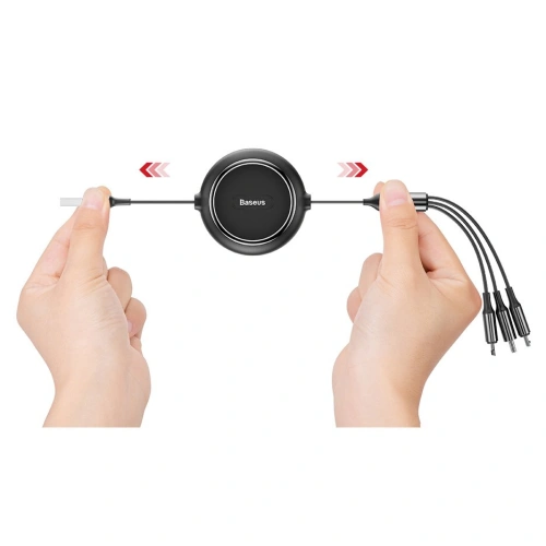 Kup Cablul extensibil Baseus Golden Loop 3w1 USB-A/microUSB - Lightning - USB-C 3.5A 35cm-120cm negru - BSU4125 - {ean13} - Sklep Home Screen
