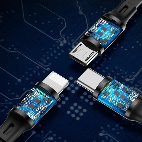 Kup Rozvíjecí kabel Baseus Golden Loop 3w1 USB-A/microUSB - Lightning - USB-C 3.5A 35cm-120cm černý - BSU4125 - {ean13} - Sklep Home Screen