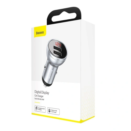 Buy Baseus 2xUSB Car Charger 4,8A 24W LCD silver - BSU4128 - {ean13} - Home Screen Store Europe