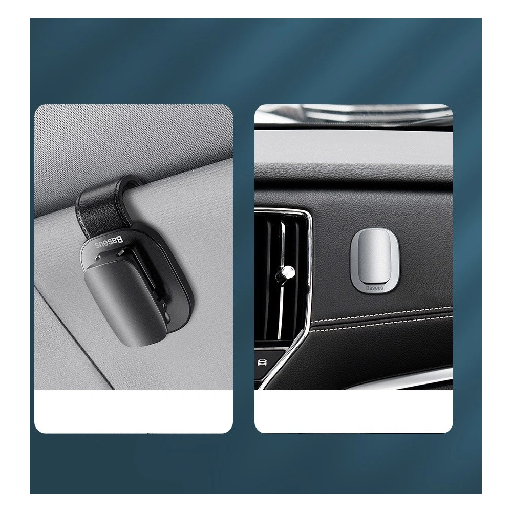 Uchwyt samochodowy klips na okulary Baseus srebrny