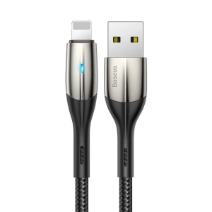 Kabel Baseus Horizontal USB-A/Lightning z diodą LED 1m 2.4A (czarny)