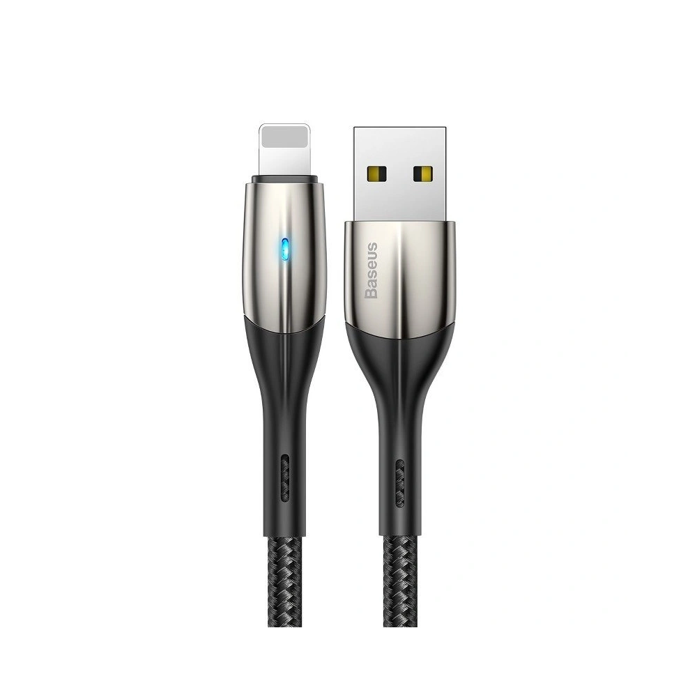 Kabel Baseus Horizontal USB-A/Lightning z diodą LED 1m 2.4A (czarny)