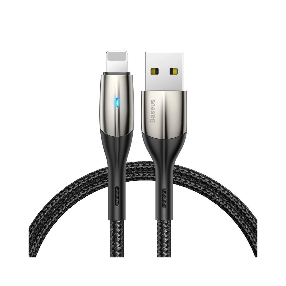 Kabel Baseus Horizontal USB-A/Lightning z diodą LED 1m 2.4A (czarny)