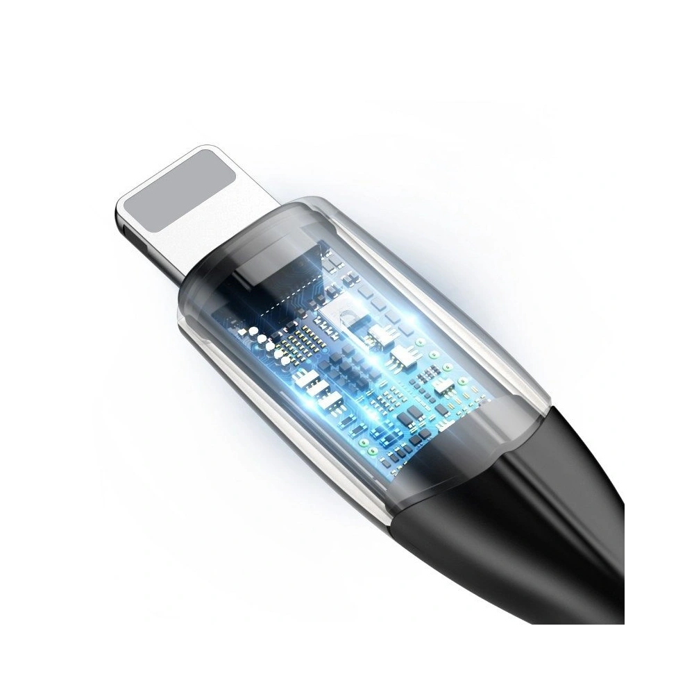 Kabel Baseus Horizontal USB-A/Lightning z diodą LED 1m 2.4A (czarny)
