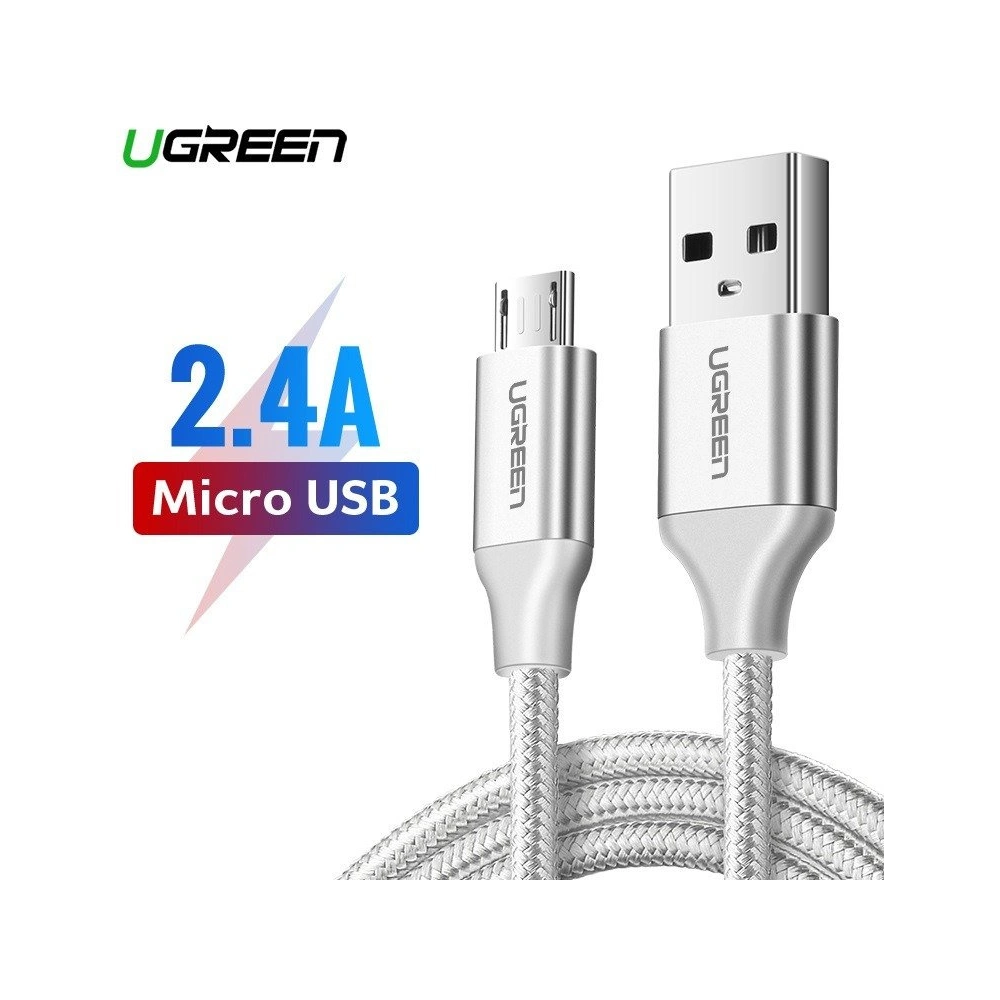 Kabel UGREEN USB-A/microUSB QC 3.0 2.4A 2m (biały)