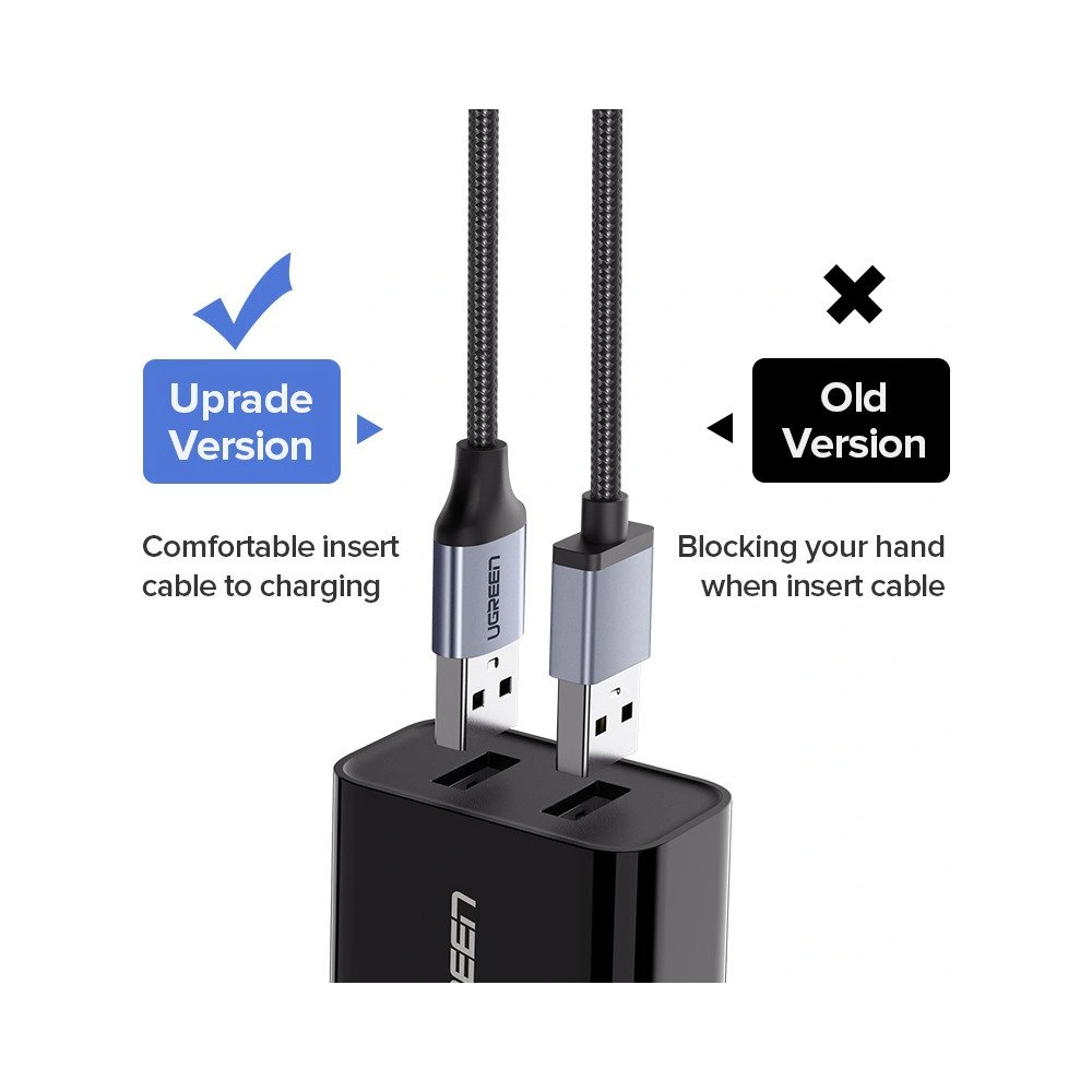 Kabel UGREEN USB-A/microUSB QC 3.0 2.4A 2m (biały)