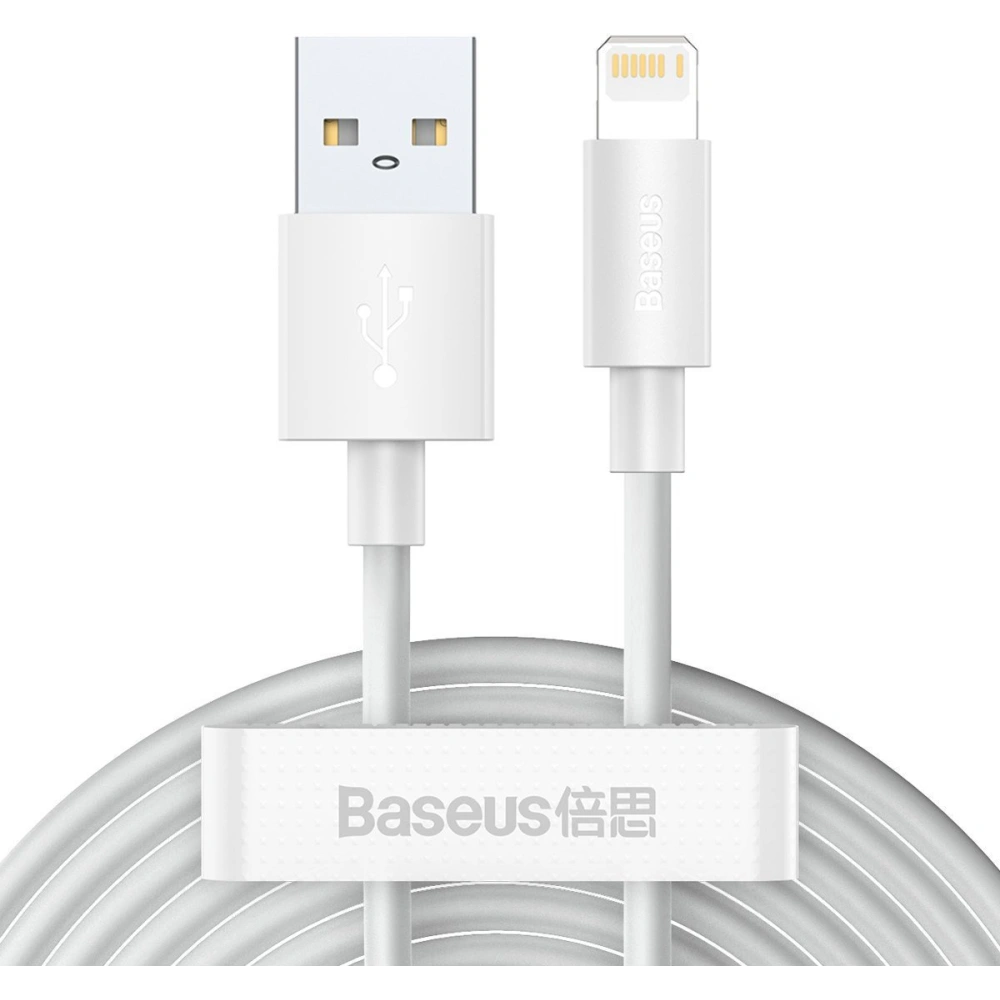 Kabel Baseus Simple Wisdom USB-A/Lightning 2.4A, 1.5m (biały) [2 PACK]