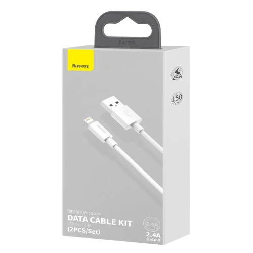 Kup Kabel Baseus Simple Wisdom USB-A/Lightning 2.4A, 1.5m (bílý) [2 PACK] - BSU4140 - {ean13} - Sklep Home Screen